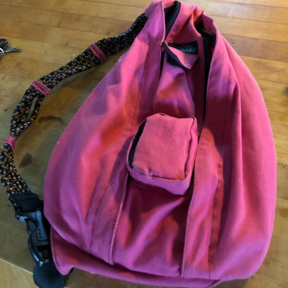 KAVU Cotton Rope Sling Backpack- Pink